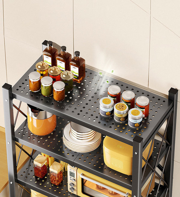 Cassare Foldable Metal Organizer Shelves with Wheels
