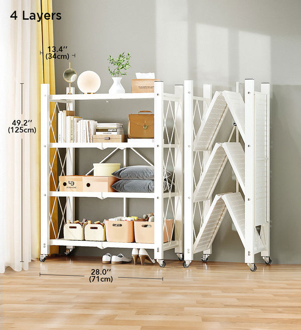 Cassare Foldable Metal Organizer Shelves with Wheels