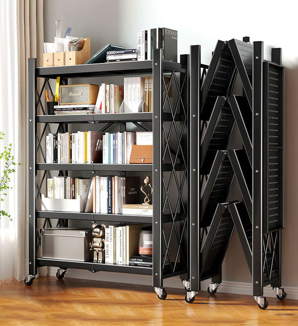 Cassare Foldable Metal Organizer Shelves with Wheels
