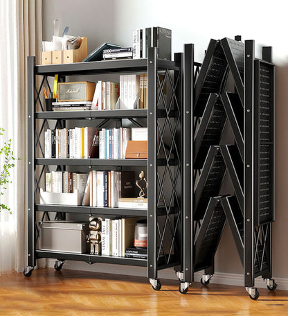 Cassare Foldable Metal Organizer Shelves with Wheels