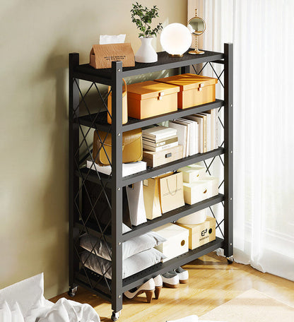 Cassare Foldable Metal Organizer Shelves with Wheels
